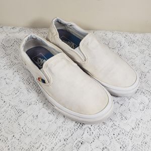 Vans Womens White Off The Wall Rainbow Slip On 10" Long. Condition Issues.